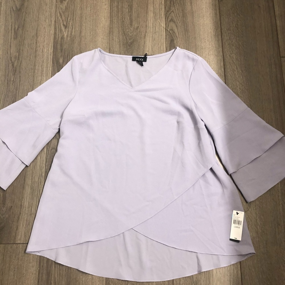 Alyx lavender women blouse bell sleeves size L new